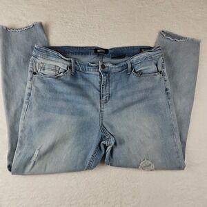 Buffalo David Bitton Womens Jess Jeans Sz 14 Rip Repair Mid Rise Skinny‎ Raw Hem